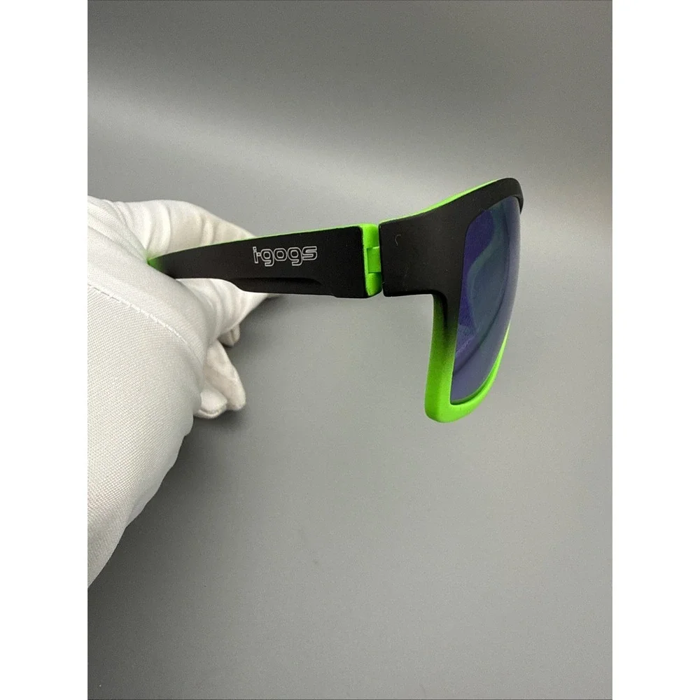 Vintage I-gogs 16Wave Sunglasses  Green/Black 90's Y2K Biker  Polarized EUC-HOT